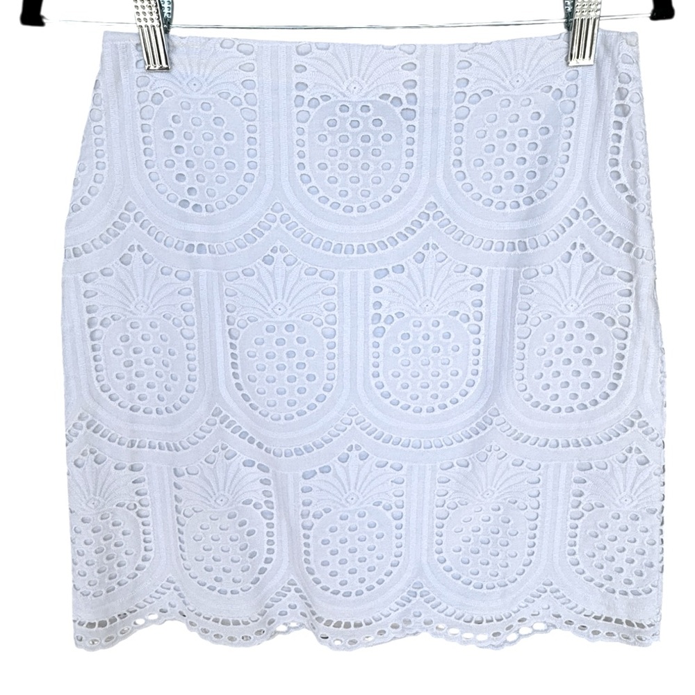 Talbots Petite Bright White A-Line Mini Skirt Scalloped Hem Women's Siz…